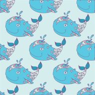 Whale vector seamless sea pattern