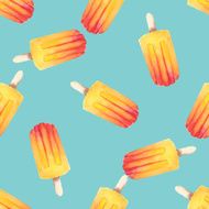 Vector watercolor icecream popsicle seamless pattern N5