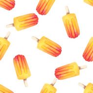 Vector watercolor icecream popsicle seamless pattern N6