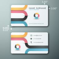 Modern simple light business card template with colorful ribbons and