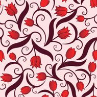 Seamless pattern with red tulips N3