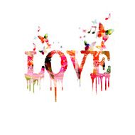 Colorful vector love background with butterflies