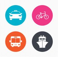 Transport icons Taxi car Bicycle Bus and Ship N2