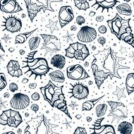 Seamless pattern of Sea shells N14