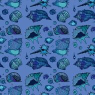 Seamless pattern of Sea shells N16