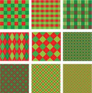 Set of Christmas and New Year plaid seamless patterns