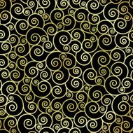 Abstract gold color swirls on black background