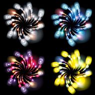 Festive patterned firework bursting in various shapes sparkling pictograms set N6
