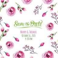 Vector invitation card with watercolor elements Wedding collect N2