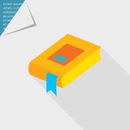 Icon of book with blue bookmark N2