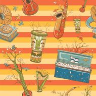 bright coloful seamless pattern with musical instruments