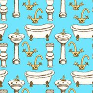 Sketch bathroom equipment in vintage style