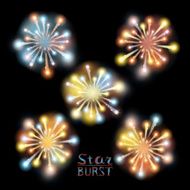 Festive patterned firework bursting in various shapes sparkling pictograms set N11