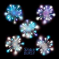 Festive patterned firework bursting in various shapes sparkling pictograms set N12