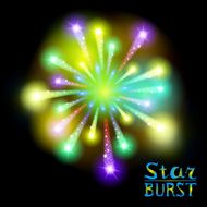 Festive patterned firework bursting in various shapes sparkling pictograms set N14