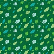 Vector Green Painted Leaves Stars Diagonal Seamless Pattern