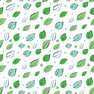 Vector Green Leaves Diagonal Seamless Pattern