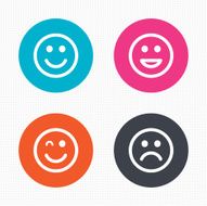 Smile icons Happy sad and wink faces