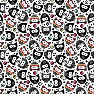 Cute seamless pattern with funny owls N2