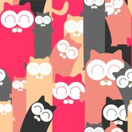 Colorful seamless pattern with funny cats