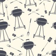 Retro BBQ grill seamless pattern N4