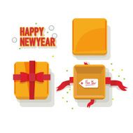 Gift Boxes with top cover and ribbon - vector illustration