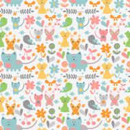 Cute childish seamless pattern with baby animals