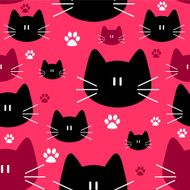 Cute seamless pattern with cat faces N2