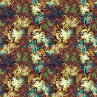 Seamless pattern Tropical exotic flowers drawn in pencil and watercolo N12