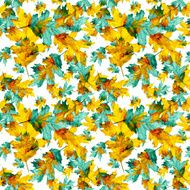 Seamless texture with colored watercolor maple leaves N5