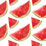 Watercolor seamless pattern with watermelons slices