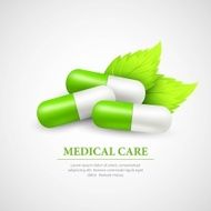 Pill Wit Leaf Vector Illustration