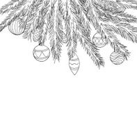 Christmas Balls Hanging on a tree branch