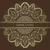 Invitation card with mandala brown and gold