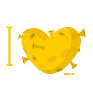 I love moon Heart symbol from yellow planet with craters