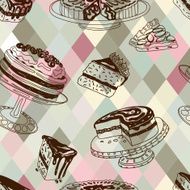 Vector seamless patten with party pastry and sweets