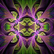 Symmetrical flower pattern in stained-glass window style Green N2