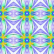 Symmetrical flower pattern in stained-glass window style on ligh