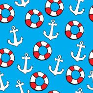 Vector seamless pattern Anchors and lifebuoys N2