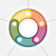 Infographic multi-coloured ring five positions