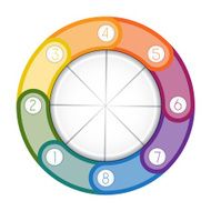Infographic multi-coloured ring eight positions