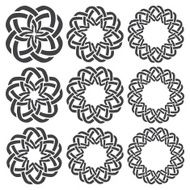 Nine circular decorative elements with stripes braiding for design N3