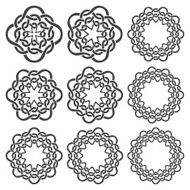 Nine circular decorative elements with stripes braiding N29