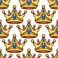 Cartoon golden crowns seamless pattern
