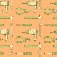 Sketch tools and drill in vintage style