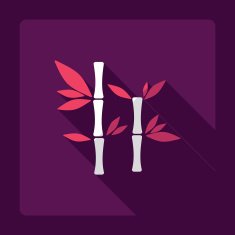 Flat modern design with shadow bamboo stems