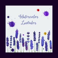 Vector greeting card with watercolor lavender N2