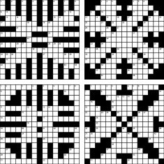 Collection of empty 15x15 squares American-style crossword grids with numbers