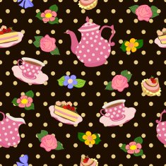Vector repeating pattern from the kettle cups cake cupcakes flowers N4
