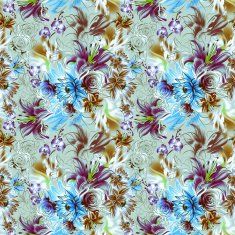 Seamless pattern Tropical exotic flowers drawn in pencil and watercolo N8